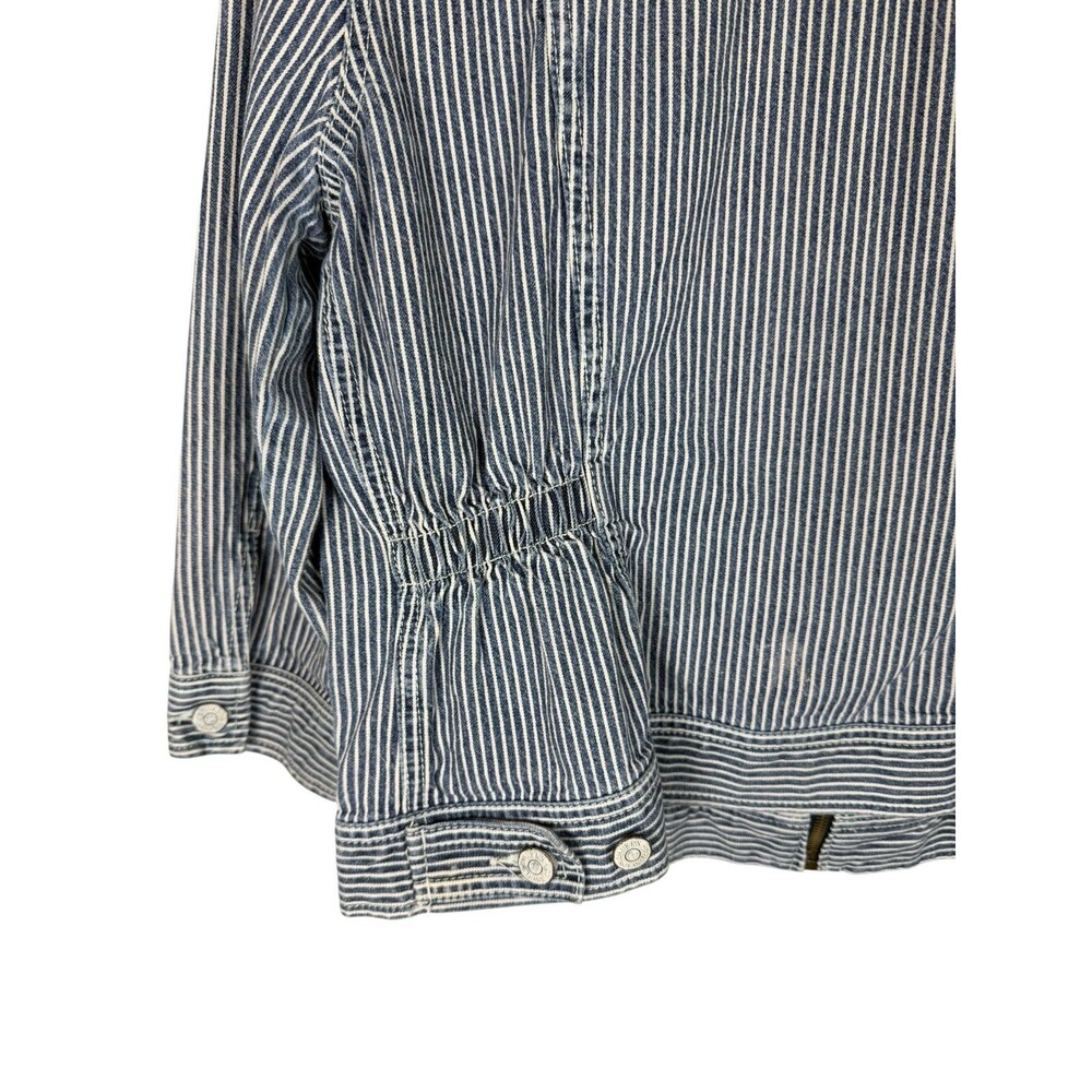 LRL Lauren Jeans Co Ralph Lauren Womens Blue White Stripe Denim Jacket Size L - Picture 4 of 9